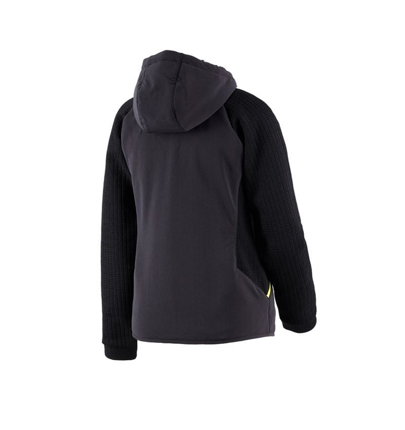 Vêtements: Veste en tricot à capuche hybride e.s.trail,femmes + noir/jaune acide 4