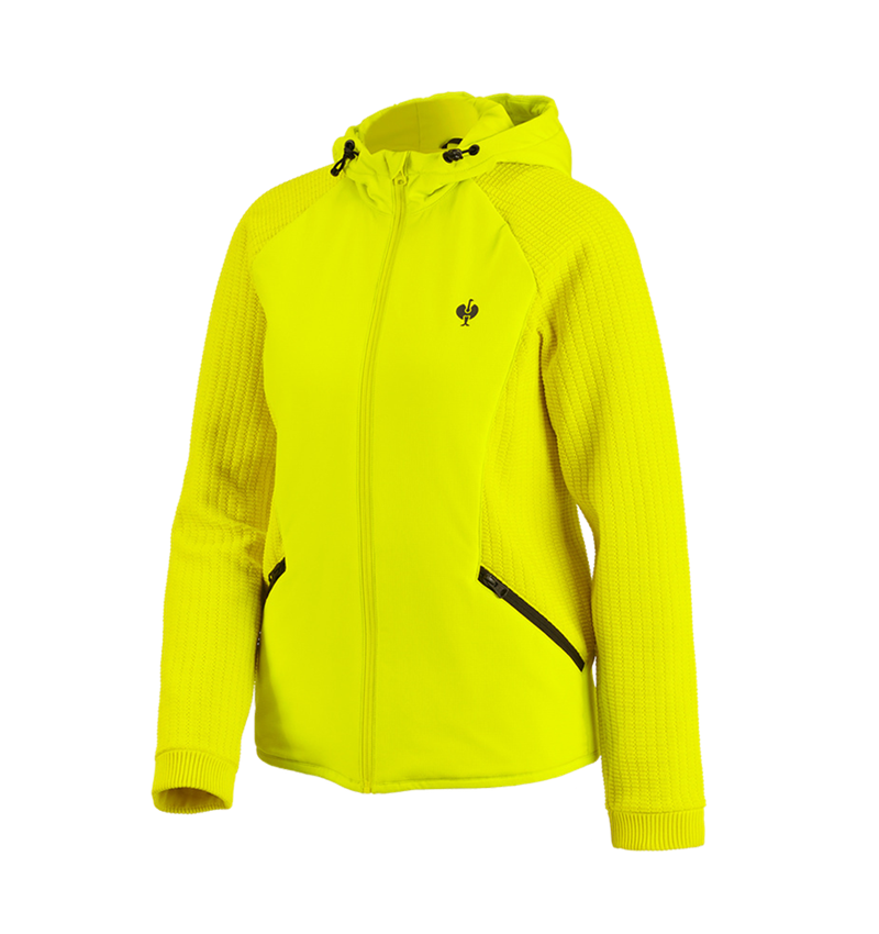 Vêtements: Veste en tricot à capuche hybride e.s.trail,femmes + jaune acide/noir 3
