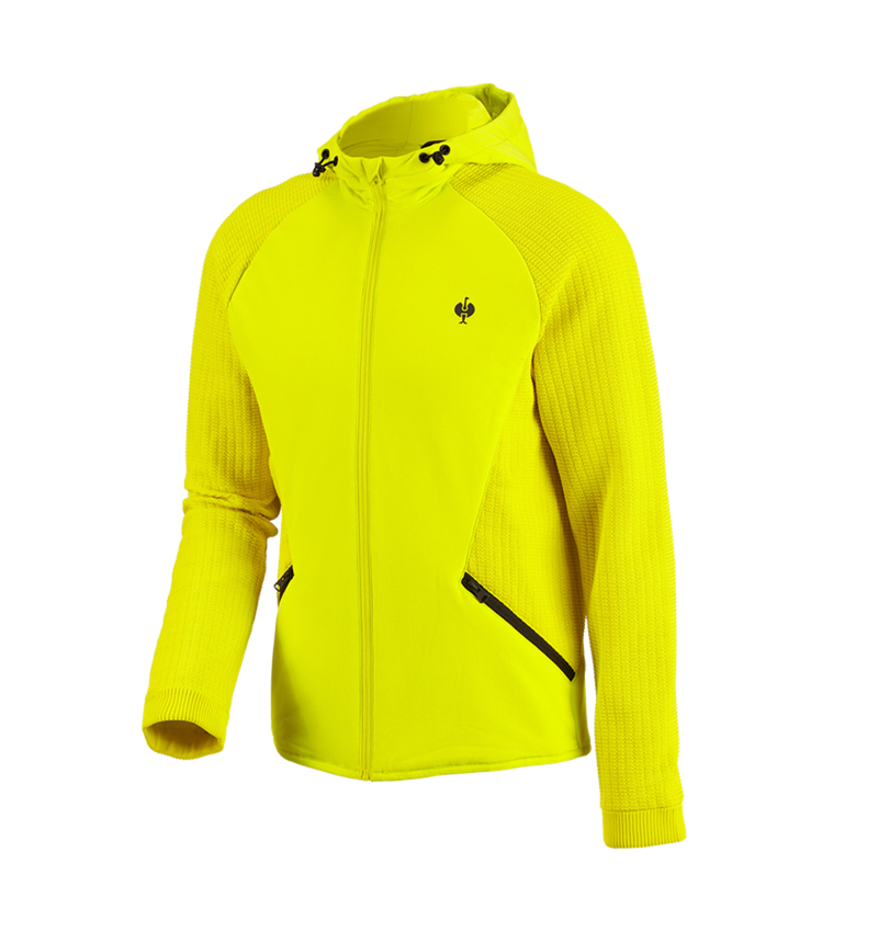 Vestes de travail: Veste en tricot à capuche hybride e.s.trail + jaune acide/noir 3