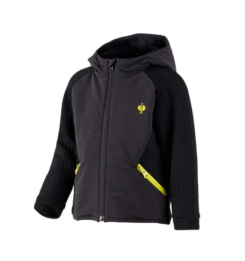 Thèmes: Veste en tricot à capuche hybride e.s.trail,enfant + noir/jaune acide 2
