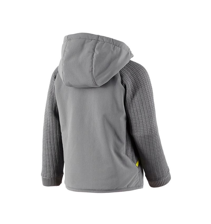 Vestes: Veste en tricot à capuche hybride e.s.trail,enfant + gris basalte/jaune acide 3