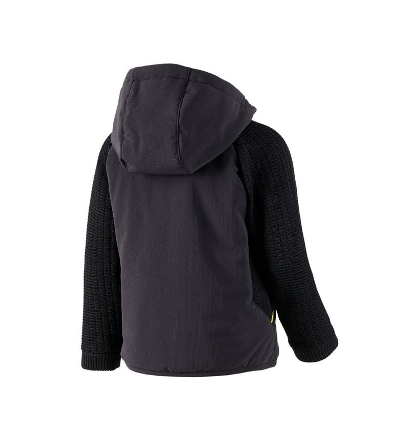 Thèmes: Veste en tricot à capuche hybride e.s.trail,enfant + noir/jaune acide 3