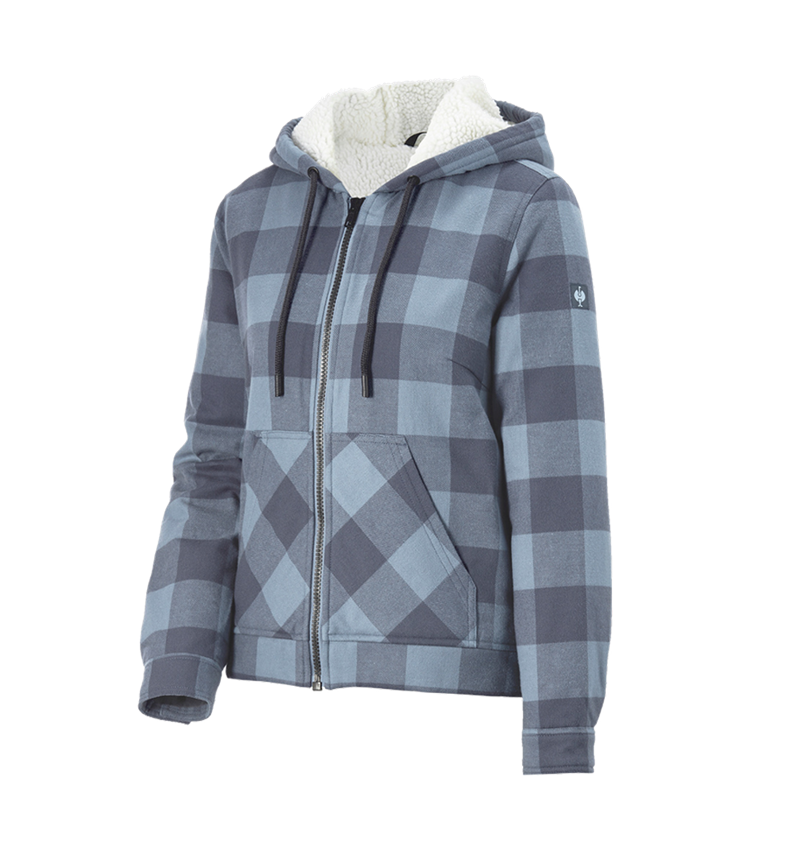 Work Jackets: Check-hooded jacket e.s.iconic, ladies' + carnation blue/oxidblue 7