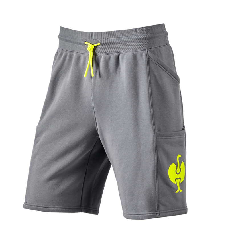 Pantalons de travail: Sweat short e.s.trail + gris basalte/jaune acide 2