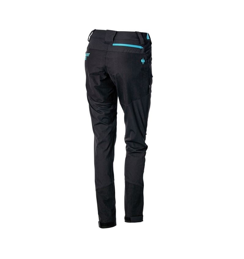 Work Trousers: Hybrid functional trousers e.s.trail, ladies' + black/lapisturquoise 5