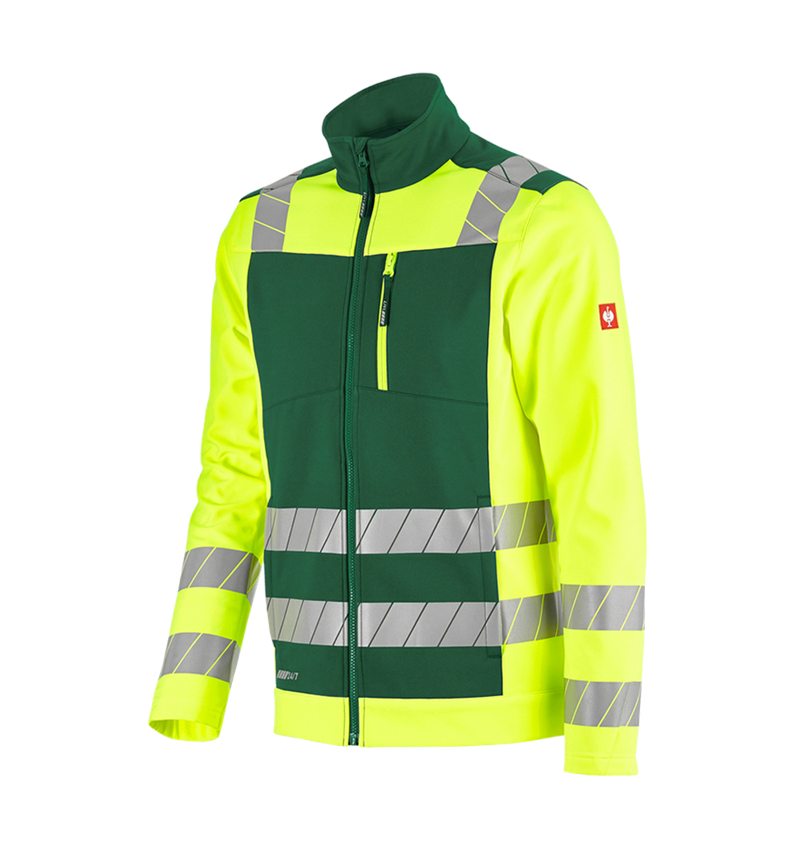 Work Jackets: High-vis softshell jacket e.s.motion 24/7 + green/high-vis yellow 6