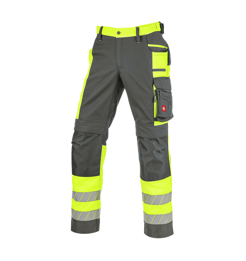 Pantalons de travail: Pantalon à taille élast. signal. e.s.motion 24/7 + anthracite/jaune fluo 12