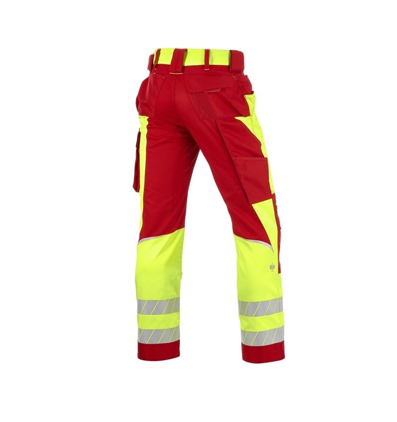 Work Trousers: High-vis trousers e.s.motion 24/7 + red/high-vis yellow 6