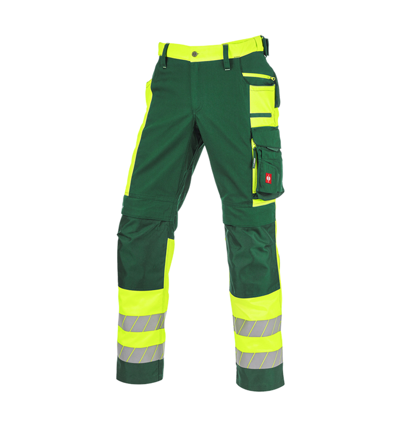 Pantalons de travail: Pantalon à taille élast. signal. e.s.motion 24/7 + vert/jaune fluo 12