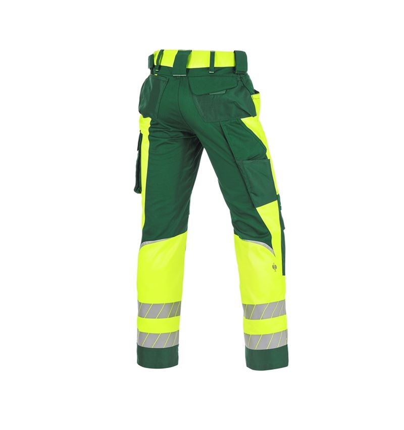 Work Trousers: High-vis trousers e.s.motion 24/7 + green/high-vis yellow 13