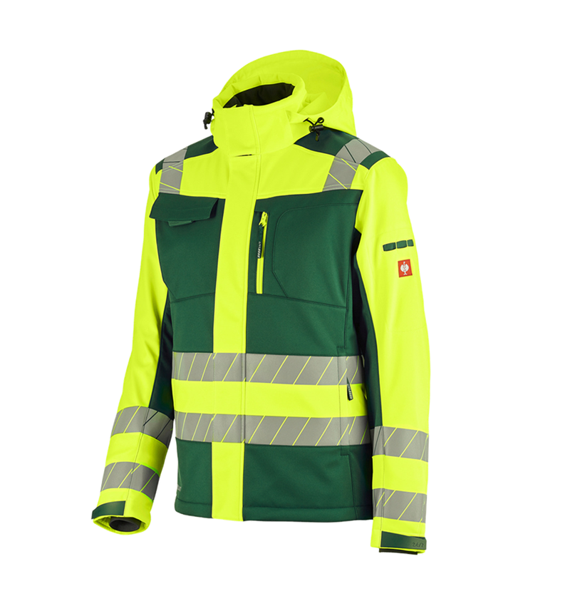 Work Jackets: High-vis winter softshell jacket e.s.motion 24/7 + green/high-vis yellow 4