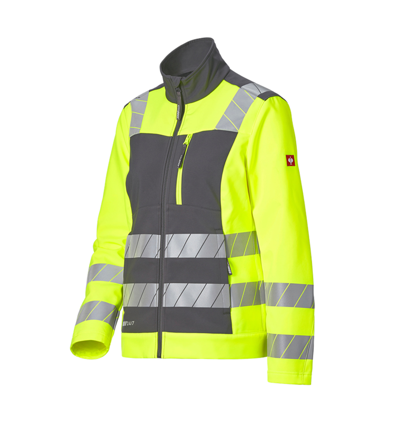 Work Jackets: High-vis softshell jacket e.s.motion 24/7, ladies' + anthracite/high-vis yellow 5