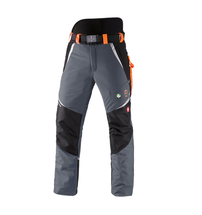 Gardening / Forestry / Farming: e.s. Forestry cut protection trousers, KWF + grey/high-vis orange 2