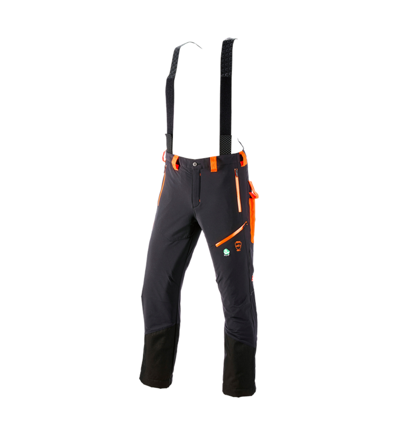Vêtements sylviculture /anti coupures: Pantalon à taille élastique anticoupure e.s.vision + noir/orange fluo 2