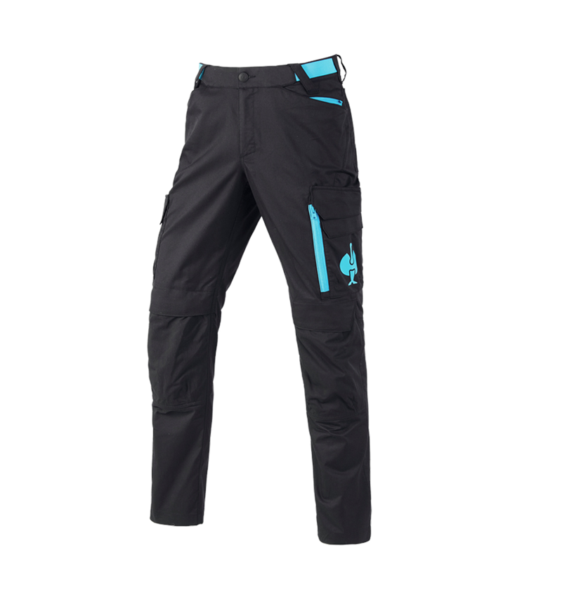 Pantalons de travail: Pantalon à taille élastique e.s.trail + noir/lapis turquoise 2