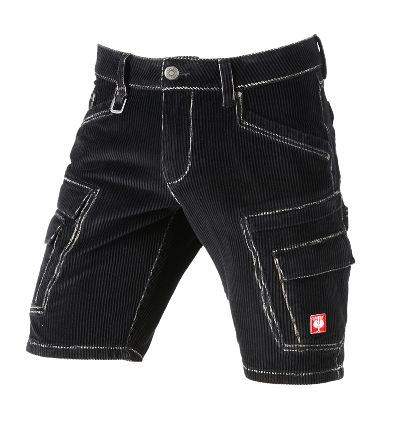 Pantalons de travail: e.s. Short cargo en velours côtelé + noir 2