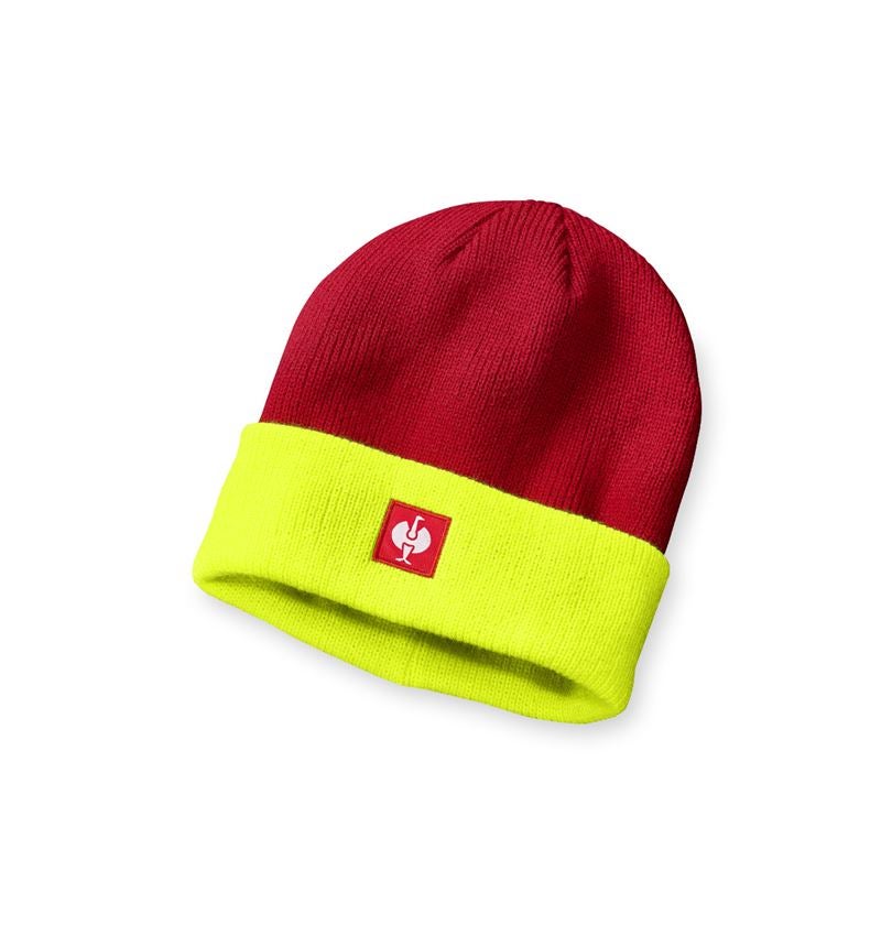 Thèmes: Bonnet tricoté e.s.motion 24/7 + rouge/jaune fluo