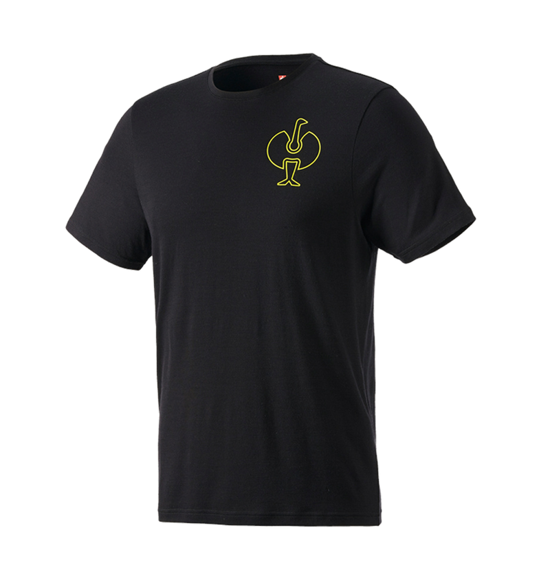 Hauts: T-Shirt Merino e.s.trail + noir/jaune acide 2