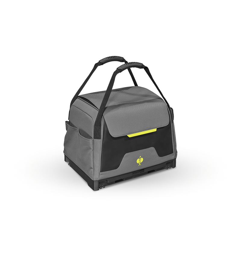 Système STRAUSSbox: Poche à outils STRAUSSbox fermée + gris basalte/jaune acide