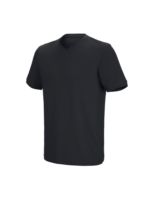 Hauts: e.s. T-shirt cotton stretch V-Neck + noir 1