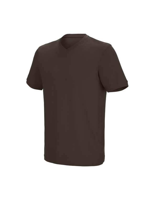 Topics: e.s. T-shirt cotton stretch V-Neck + chestnut 2