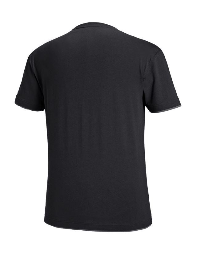 Hauts: e.s. T-Shirt cotton stretch Layer + noir/ciment 3