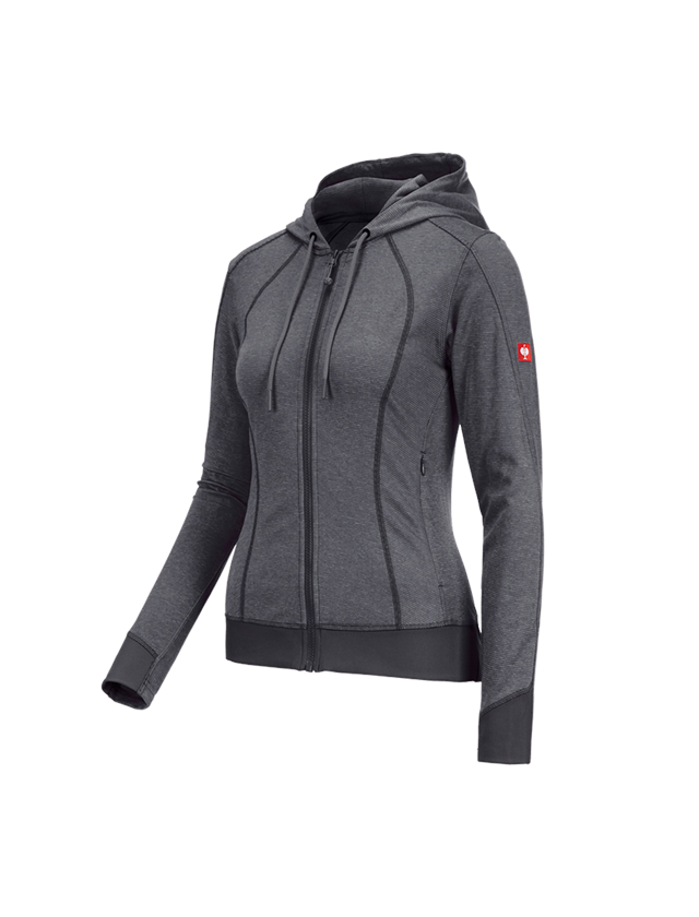 Work Jackets: e.s. Functional hooded jacket stripe, ladies' + anthracite