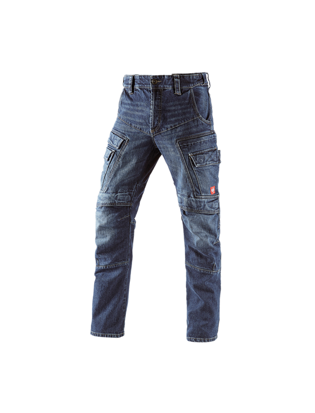 Pantalons de travail: e.s. Jeans de travail cargo POWERdenim + darkwashed